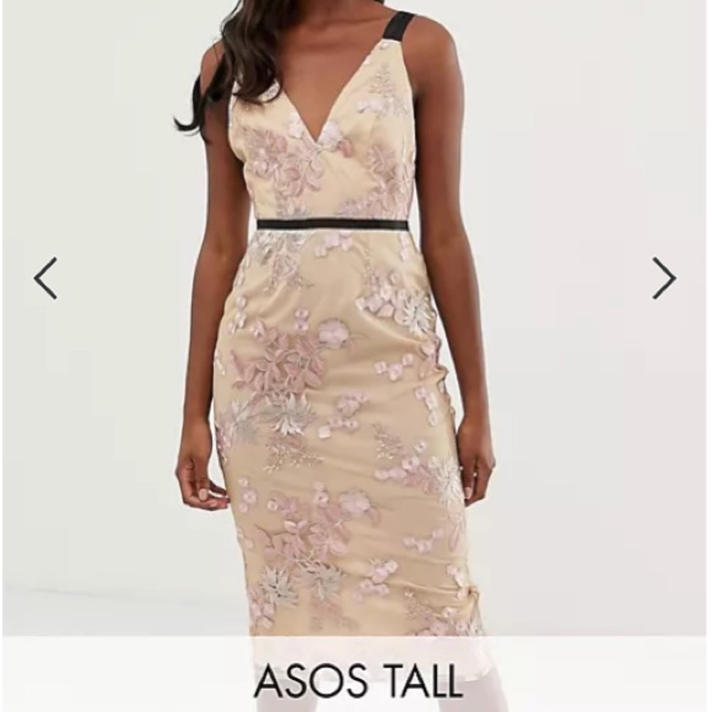 ASOS blush floral embroidered dress
